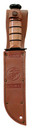 Ka-Bar 1252 USMC 5.25 in Fixed Clip Point Part Serrated Black 1095 Cro-Van Blade, Brown Leather Handle, Includes Sheath, Knife