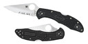 Spyderco C11PSBK Delica 4 2.88 in Folding Drop Point Part Serrated VG-10 SS Blade, Black Textured FRN Handle, Includes Pocket Clip, Knife