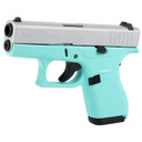 Glock 42, Striker Fired, Semi-automatic, Polymer Frame Pistol, Sub-Compact, 380 ACP, 3.25 in Barrel, Cerakote Finish, Robin's Egg Blue With Crushed Silver Slide, 6 Rounds, 2 Magazines UI4250204-REBCS