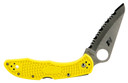 Spyderco C88SYL2 Salt 2 3 in Folding Clip Point Serrated H1 Steel Blade Yellow Bi-Directional Texturing FRN Handle Includes Pocket Clip, Knife
