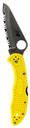 Spyderco C88SYL2 Salt 2 3 in Folding Clip Point Serrated H1 Steel Blade Yellow Bi-Directional Texturing FRN Handle Includes Pocket Clip, Knife