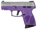 Taurus 1G2C93912DP G2C Compact Frame 9mm Luger 12+1 3.26 in Matte Stainless Steel Barrel, Matte Serrated Stainless Steel Slide, Dark Purple Polymer Frame w/Picatinny Rail & Polymer Grip, Right Hand, Pistol