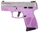Taurus 1G2C93912LP G2C Compact Frame 9mm Luger 12+1 3.26 in Matte Stainless Steel Barrel, Matte Serrated Stainless Steel Slide, Light Purple Polymer Frame w/Picatinny Rail & Polymer Grip, Right Hand, Pistol