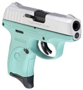 Ruger 13200 EC9s Compact Frame 9mm Luger 7+1, 3.12 in Black Steel Barrel, Aluminum Cerakote Serrated Steel Slide, Turquoise Polymer Frame, Turquoise Grip, Manual/Trigger Safety, Right Hand, Pistol