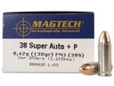 Magtech 38S Range/Training 38Super+P 130gr Full Metal Jacket 50 Per Box/20 Case Centerfire, Handgun Ammunition