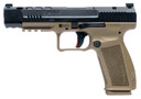 Canik HG5635N Mete SFx Full Size Frame 9mm Luger 20+1/18+1, 5.20 in Black Match Grade Barrel Black Nitride Serrated Steel Slide, FDE Polymer Frame w/Picatinny Rail, Pistol