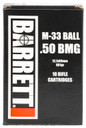 Barrett 14671 Match Grade 50BMG 661gr M33 Ball 10 Per Box/25 Case Centerfire, Rifle Ammunition