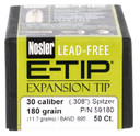 Nosler 59180 E-Tip 30Cal 180gr Spitzer 50/Box, Reloating Bullets
