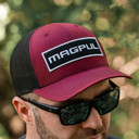 Magpul MAG1104-604 Wordmark Patch Trucker Hat Black/Red Adjustable Snapback OSFA Structured