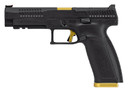 CZ-USA 95180 P-10 F Competition-Ready 9mm Luger 19+1 5 in Cold Hammer Forged Barrel, Black with Gold Accent Inside Railed/Optic Cut Slide, Black Polymer Frame Serrated Trigger Guard, Black Polymer Grips, Pistol