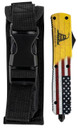 Templar MDTOM331 Dont Tread on Me Gen II Slim 3.50 in OTF Drop Point Plain Black Oxide Stonewashed 440C SS Blade/ 5.05 in Yellow w/Flag & inDont Tread On Me in Aluminum Handle Features Glass Breaker Includes Pocket Clip/Sheath, Knife