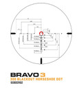 Sig Sauer Electro-Optics SOB33102 Bravo3 Battle Black 3 x 24 mm 300 Blackout Horseshoe Dot Red Reticle, Red Dot Sight