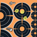 EZ-Aim 15254 Adhesive Target Splash Self-Adhesive Paper 1 in/2 in/3 in Bullseye Black/Orange 12 PK
