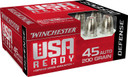 Winchester RED45HP USA Ready 45ACP 200gr Hex Vent Hollow Point 20 Per Box/10 Case Centerfire, Handgun Ammunition