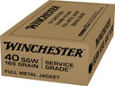 Winchester SG40W Service Grade 40S&W 165gr Full Metal Jacket Flat Nose 50 Per Box/10 Case Centerfire, Handgun Ammunition