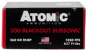 Atomic 00478 Subsonic 300 Blackout 260 gr Round Nose Soft Point Boat Tail 20 Per Box/ 10 Case Centerfire, Rifle Ammunition