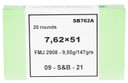 Sellier & Bellot SB76251 7.62x51mmNATO 147gr Full Metal Jacket 20 Per Box/30 Case Centerfire, Rifle Ammunition