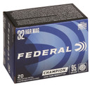 Federal C32HRA Champion Training 32H&R Mag 95gr Lead Semi Wadcutter 20 Per Box/25 Case Centerfire, Handgun Ammunition