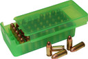 MTM Case-Gard P50SS4516 Side-Slide Ammo Box, Pistol Multi-Caliber, Handgun Clear Green Plastic 50rd