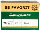 Sellier & Bellot SB20BSA Hunting 20Gauge 2.75 in 12Pellets 1oz 2Shot 25 Box/10 Case, Shotgun Shells