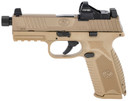 FN 66100845 509T w/Optic Sports South Exclusive Full Size Frame 9mm Luger 17+1/24+1 4.50 in Black Threaded Barrel, FDE Optic Cut/Serrated Stainless Steel Slide, Polymer Frame w/Picatinny Rail, Interchangeable Backstrap Grip, Vortex Viper Red Dot, Pis
