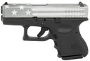 Glock PI2650204BWFS G26 Gen3 Sub-Compact 9mm Luger 10+1 3.43 in Black Polygonal, Rifled Barrel, Gray Battle Worn Flag Cerakote Serrated Slide, Black Polymer Frame, Black Textured Finger Grooved Polymer Grip, Pistol