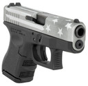 Glock PI2650204BWFS G26 Gen3 Sub-Compact 9mm Luger 10+1 3.43 in Black Polygonal, Rifled Barrel, Gray Battle Worn Flag Cerakote Serrated Slide, Black Polymer Frame, Black Textured Finger Grooved Polymer Grip, Pistol