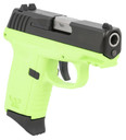 SCCY Industries CPX2CBLGG3 CPX-2 Gen3 9mm Luger Caliber with 3.10 in Barrel, 10+1 Capacity, Lime Green Finish Picatinny Rail Frame, Serrated Black Nitride Stainless Steel Slide, Polymer Grip & No Manual Thumb Safety, Pistol