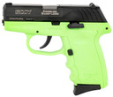 SCCY Industries CPX-3CBLG CPX-3 Sub-Compact Frame 380 ACP 10+1, 3.10 in Stainless Quadlock Barrel, Black Nitride Serrated Stainless Steel Slide, Lime Green Polymer Frame w/Finger Grooves, No Safety, Right Hand, Pistol