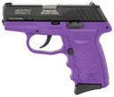 SCCY Industries CPX-3CBPU CPX-3 Sub-Compact Frame 380 ACP 10+1, 3.10 in Stainless Quadlock Barrel, Black Nitride Serrated Stainless Steel Slide, Purple Polymer Frame w/Finger Grooves, No Safety, Right Hand, Pistol