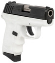 SCCY Industries CPX-3CBWT CPX-3 Sub-Compact Frame 380 ACP 10+1, 3.10 in Stainless Quadlock Barrel, Black Nitride Serrated Stainless Steel Slide, White Polymer Frame w/Finger Grooves, No Safety, Right Hand, Pistol