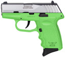 SCCY Industries CPX-3TTLG CPX-3 Sub-Compact Frame 380 ACP 10+1, 3.10 in Stainless Quadlock Barrel, Black Nitride Serrated Stainless Steel Slide, Lime Green Polymer Frame w/Finger Grooves, No Safety, Right Hand, Pistol