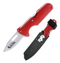 Cold Steel CS40ATZ Click-N-Cut Slock Master 2.50 in Fixed Caping/Clip/Utility Plain/Serrated Satin 420J2 SS Blade Red Textured ABS Handle Includes Sheath, Knife