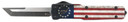 Templar MZBRF221 Premium Weighted Slim 3.16 in OTF Tanto Plain Black Oxide Stonewashed Powdered D2 Steel Blade/4.93 in Betsy Ross Flag Aluminum Zinc Alloy Handle, Knife