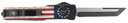Templar MZBRF221 Premium Weighted Slim 3.16 in OTF Tanto Plain Black Oxide Stonewashed Powdered D2 Steel Blade/4.93 in Betsy Ross Flag Aluminum Zinc Alloy Handle, Knife