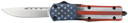 CobraTec Knives MCUSAFS3DNS FS-3 American Flag Medium 3 in OTF Drop Point Plain Satin D2 Steel Blade, 5 in US Flag Aluminum Cerakoted Handle, Knife