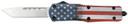 CobraTec Knives MCUSAFS3TNS FS-3 American Flag Medium 3 in OTF Tanto Plain Satin D2 Steel Blade, 5 in US Flag Aluminum Cerakoted Handle, Knife