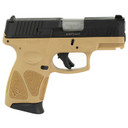 Taurus 1G3C931T G3C Compact Frame 9mm Luger 12+1 3.26 in Matte Stainless Steel Barrel, Matte Black Tenifer Serrated Steel Slide, Tan Polymer Frame w/Picatinny Rail, Black Polymer Grip, Right Hand, Pistol