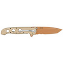 Columbia River Knife & Tool M16-14D Folding Knife, 3.99 in Tanto Blade, Combo Edge, Aluminum Handle (Desert Color), AUS 8/ Copper Titanium Nitride Finish, Locking Liner M16-14D