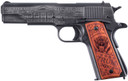 Auto-Ordnance 1911BKOC12 1911 Trump Save America Full Size Frame 45 ACP 7+1, 5 Stainless Steel Barrel, Distressed Armor Black Cerakote Serrated w/Engraving Carbon Steel Slide & Frame w/Beavertail, Custom Engraved Goncalo Wood Grip, Pistol