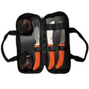 AccuSharp 738C Processing Kit Fixed Butcher/Caping/Gutting Plain Stainless Steel Blades/Blaze Orange Non-Slip Grip 6 Piece Includes Nylon Case