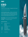 CRKT 7095KX CEO Compact 2.61 Fold Plain Satin 4116 SS Blade/Black GRN Handle Includes Pocket Clip, Knife