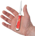 Case 10761 Dark Red Bone Trapper Mini Folding Spear/Pen Plain Mirror Polished Tru-Sharp SS Blade/Smooth Dark Red/Pinched Bolsters Bone/SS Handle