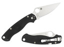 Spyderco C81GPLE2 Para Military 2 3.42 Fold Plain Satin CPM S45VN SS Blade Black Textured G10 Handle Left Hand Includes Pocket Clip, Knife