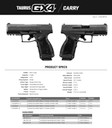 Taurus 1-GX4CRP941-10 GX4 Carry Compact Frame, 9mm Luger 10+1 3.70 Satin Black DLC Steel Barrel, Black Gas Nitride Optic Cut/Serrated Slide, Black Poly Frame w/Pic Rail, Black Poly Grip w/Interchangeable Backstrap, Includes 2 Magazines, Pistol