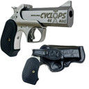 Bond BACYP Cyclops Big Bore 44 Mag 1rd 4.25 Stainless Steel w/Engraved Barrel, Matte Stainless Frame, Black Extended B6 Resin Grip, Pistol