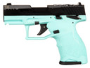Taurus 1-TX22131C TX22C Compact Frame 22 LR 13+1, 3.60 Matte Black Steel Threaded Barrel, Black Hard Coat Anodized Lightening Cut/Optic Ready/Serrated Slide, Cyan w/Black Controls Poly Frame w/Pic Rail, Cyan Grip, Rimfire Pistol