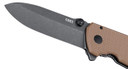 CRKT 2495B SQUID XM 2.95 Fold Drop Point Plain Stonewashed D2 Steel Blade, Brown Textured G10/SS Handle, Knife