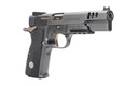 Girsan MCP35, Negotiator, TALO Edition, Semi-auto, Single Action, Full Size, 9MM, 4.87 in Gold Barrel, Steel Framed Pistol, Titanium Nitrate Finish, G10 Grips, Ambidextrous Safety, Dovetail Rear Adjus