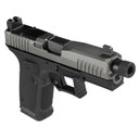 Lone Wolf Distributors Dusk19, Striker Fired, Semi-auto, Polymer Frame Pistol, Compact, 9mm, 4.6 in Threaded Black Barrel, Matte Finish, Black Slide and Gray Frame, RMR Compatible Optic Cut, Front Nig